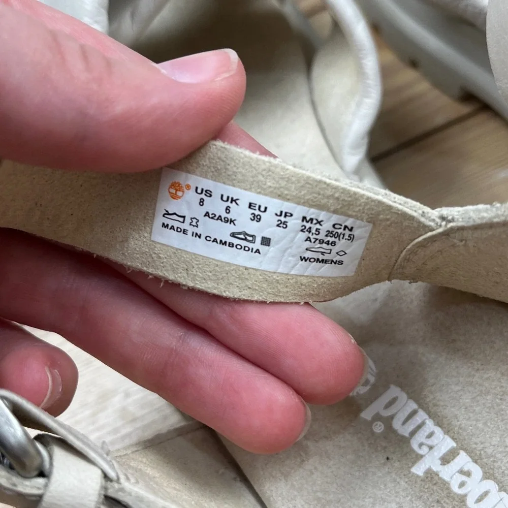Timberland Adley Way Cross Strap Platform Sandals Bone Off-White Leather Size 8